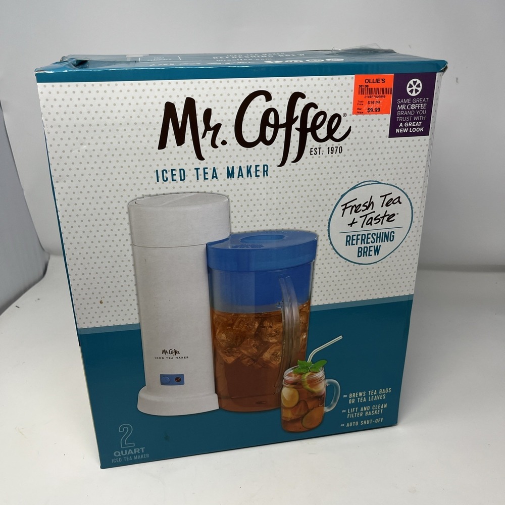 Mr. Coffee Iced Tea Maker / Iced Coffee 2 Quart Pitcher Blue 2015 New Open Box